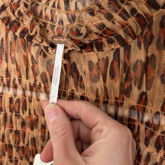 $88 NWT Free People Hello There Top Leopard Combo Size XS - Picture 7 of 9